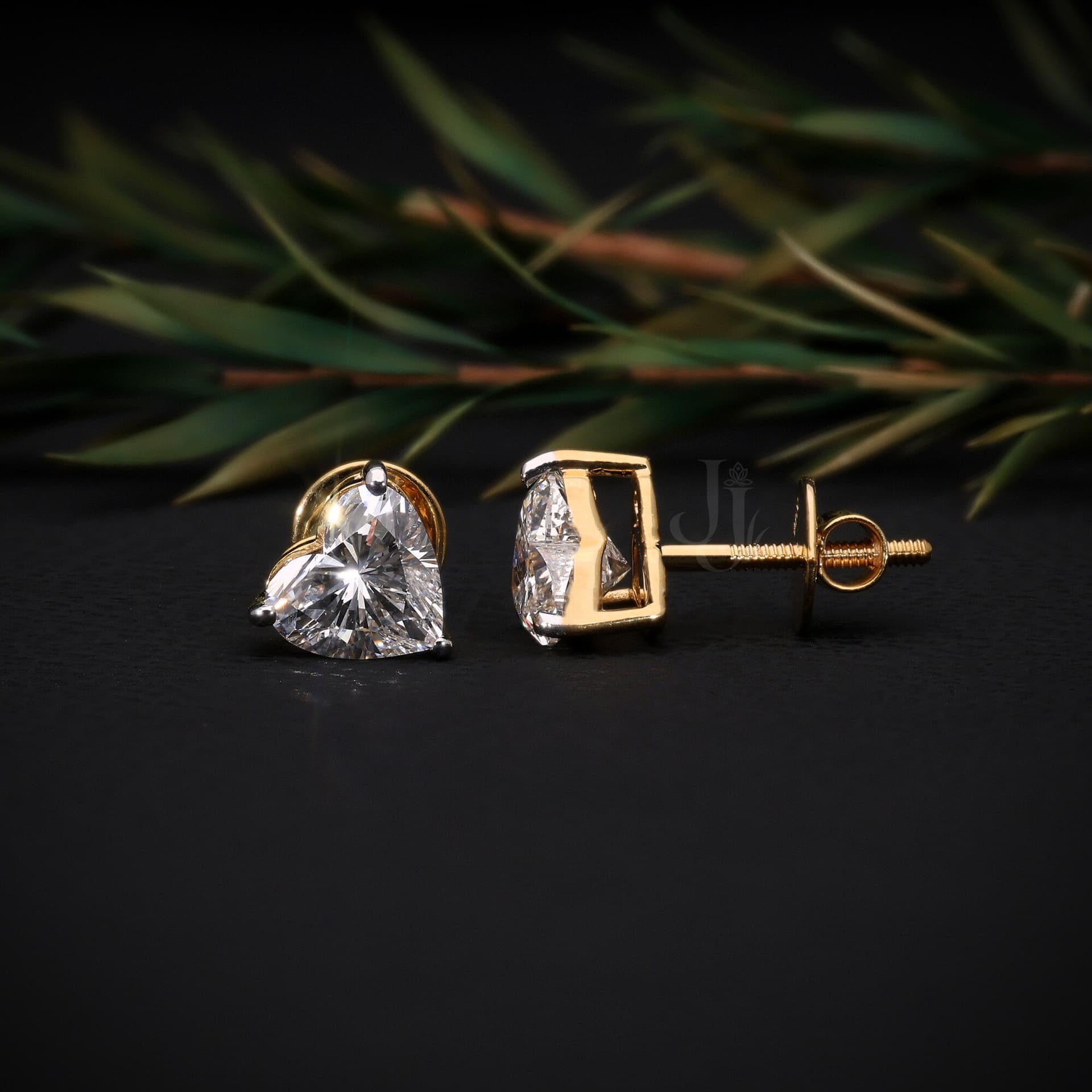 Amara Heart Solitaire Studs — view 3