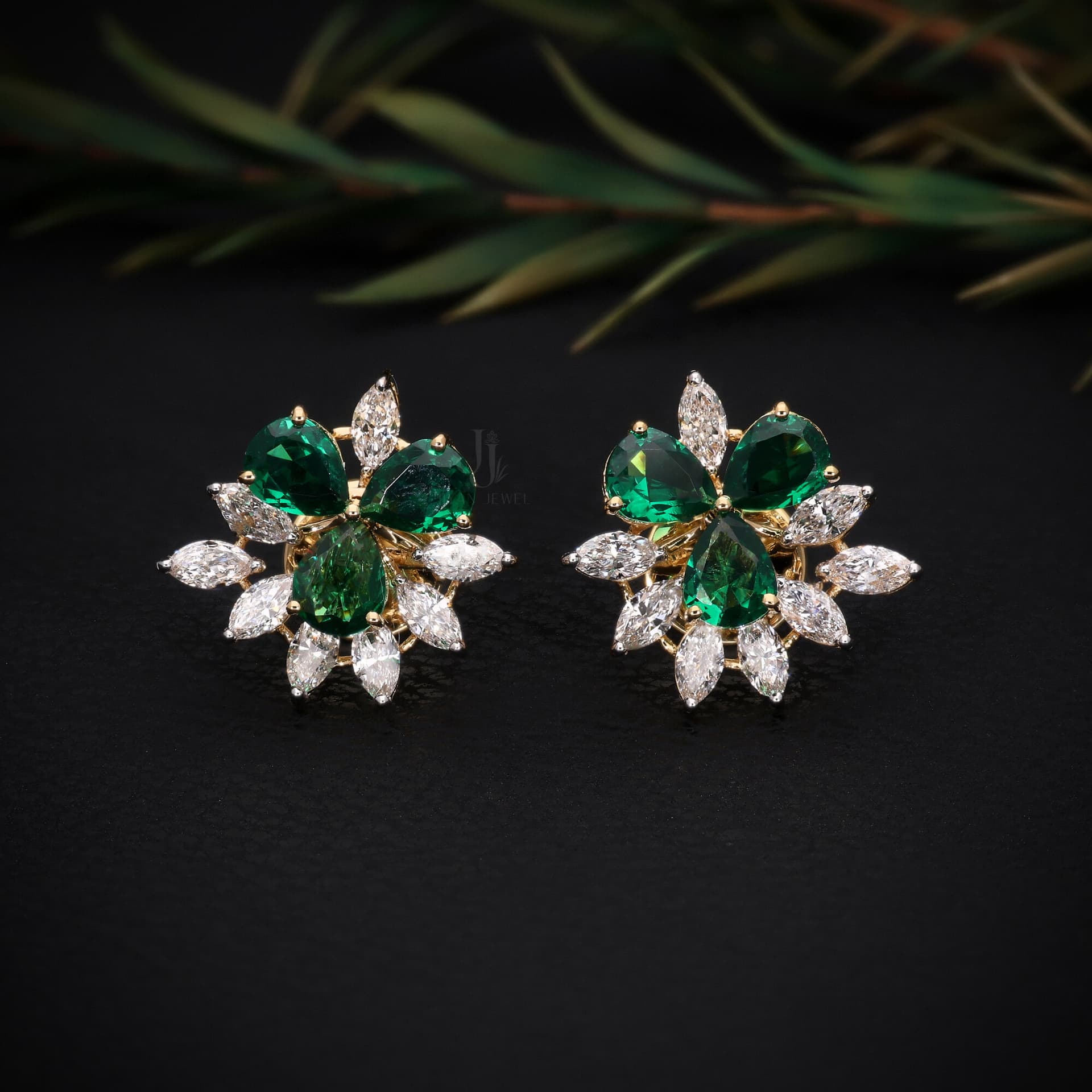 Pear Cut Cluster Earrings — view 1