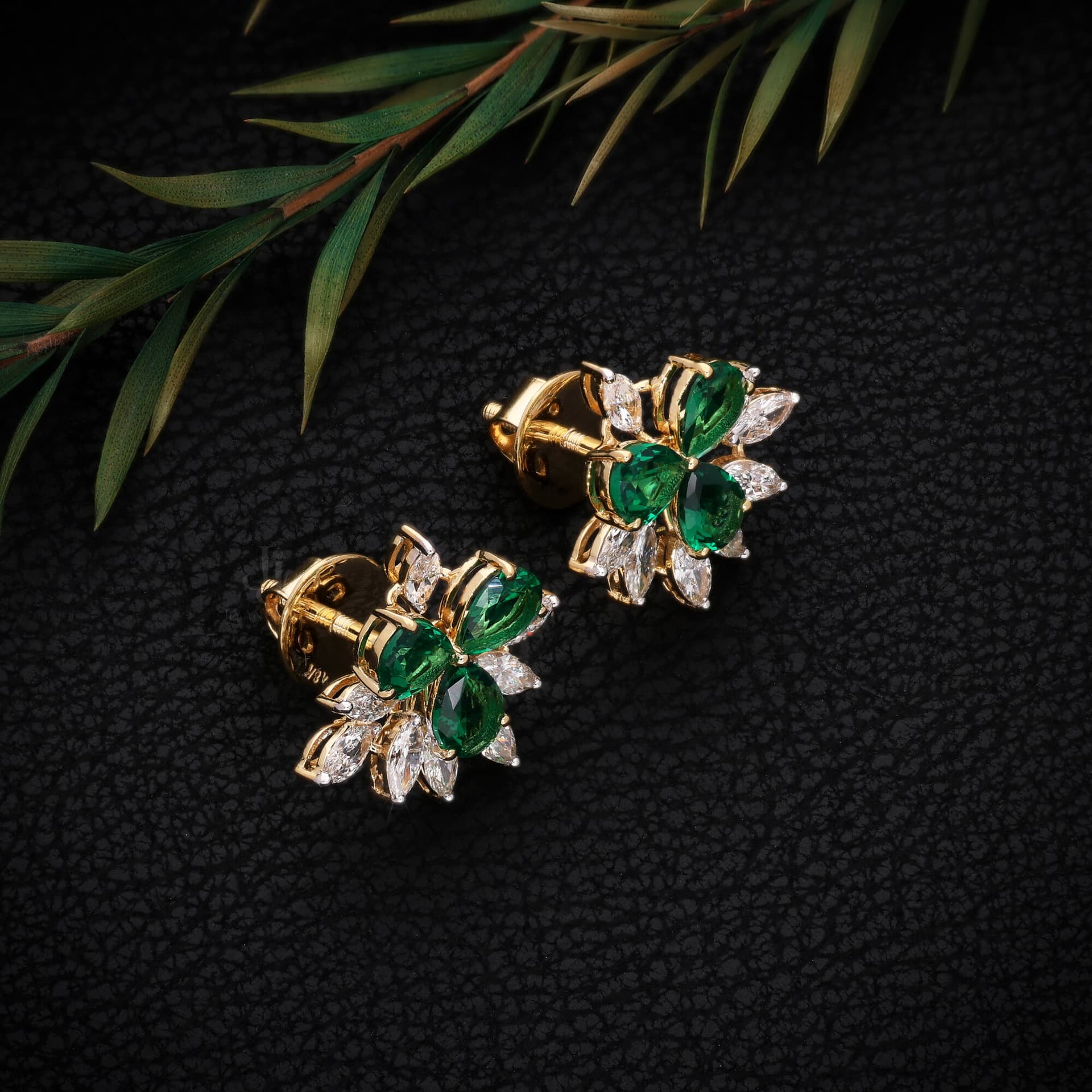 Pear Cut Cluster Earrings — view 2